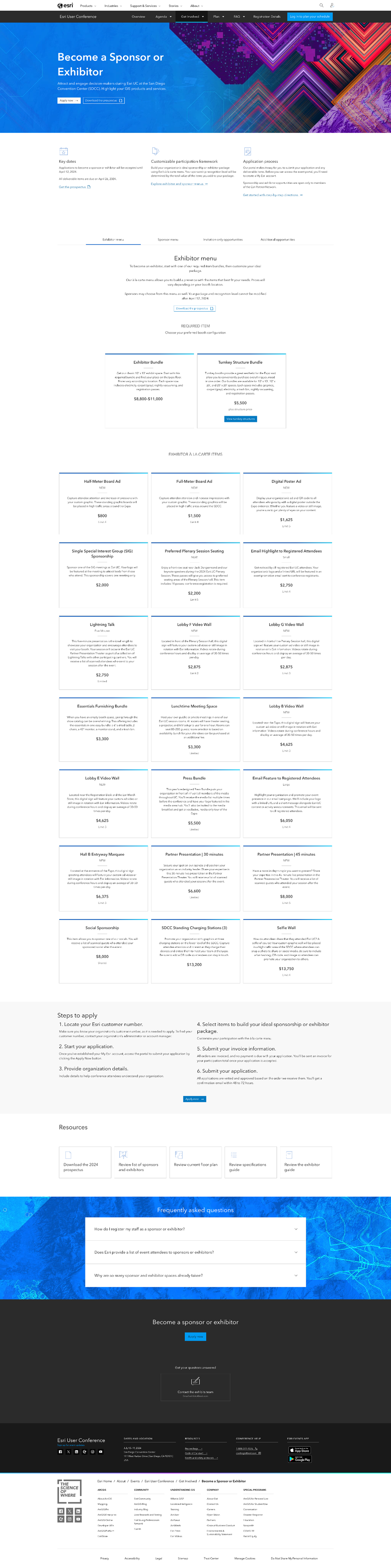 Old Become a Sponsor page with long, repeated sponsorship package listings and operational details